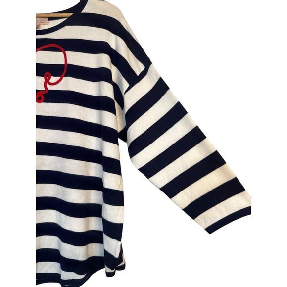 Philosophy Women's Love Heart Striped Pullover Sweater Size 1X Blue White NWT - Picture 3 of 8